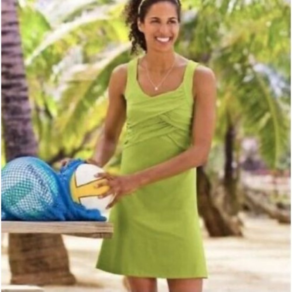 Athleta draped top summer dress Med Lime Green Sport Athletic